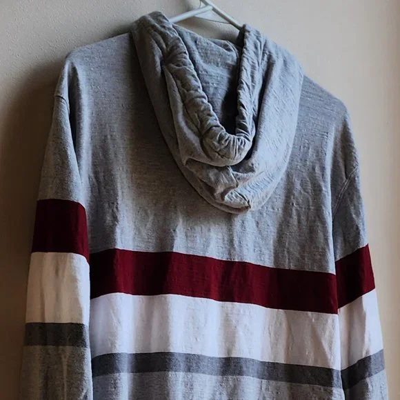 American Eagle Outfitters Striped Hooded Pullover Sweatshirt Size Large - Picture 8 of 13